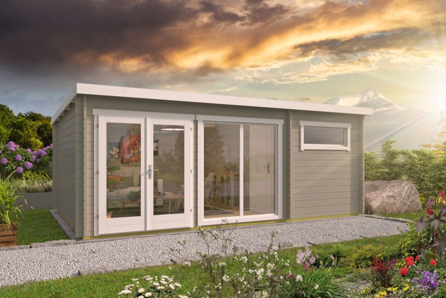 Blokhut - Tuinhuis Flow 2.0 - 595x400 cm - vuren bruin geïmpregneerd