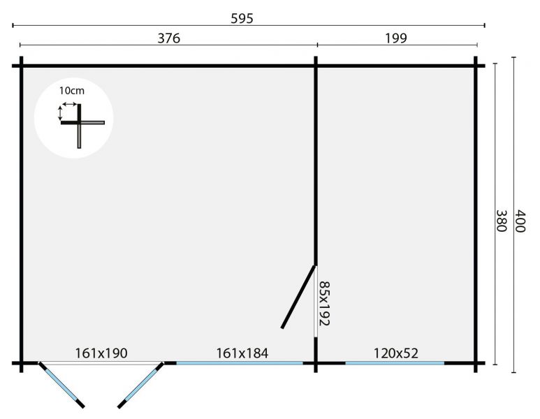 Blokhut - Tuinhuis Flow 2.0 - 595x400 cm - vuren bruin geïmpregneerd