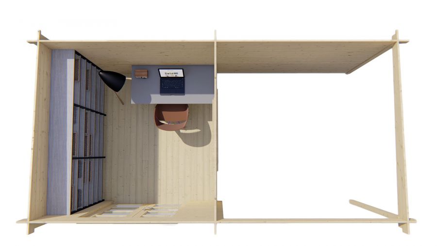 Blokhut Brenda 275x275 cm + luifel 250 cm