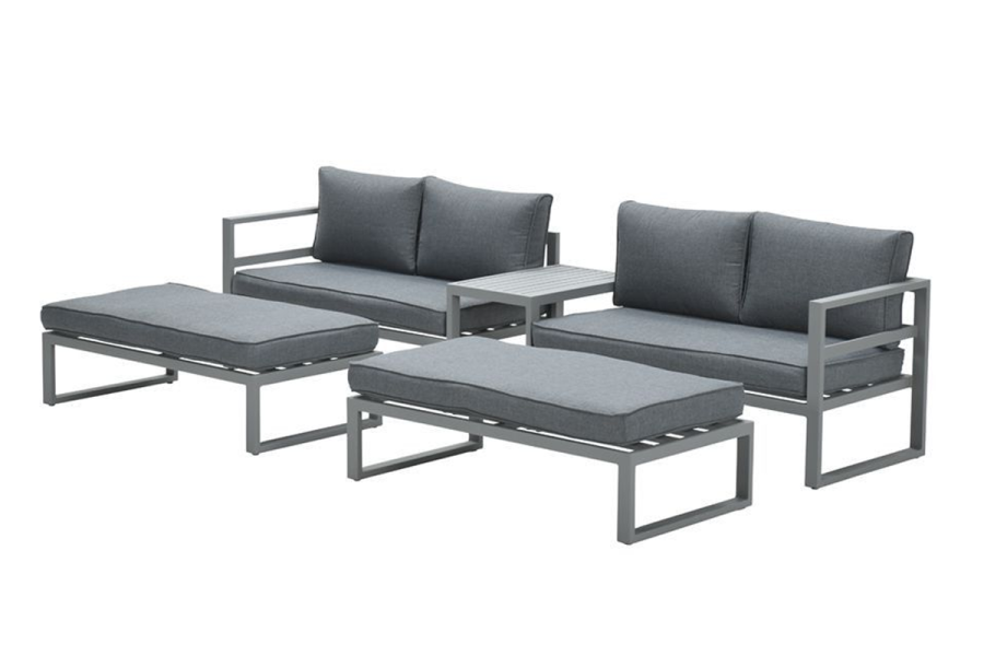 Loungeset Garden Impressions Bretagne 5-delig - carbon black/mystic grey - Showmodel Amersfoort
