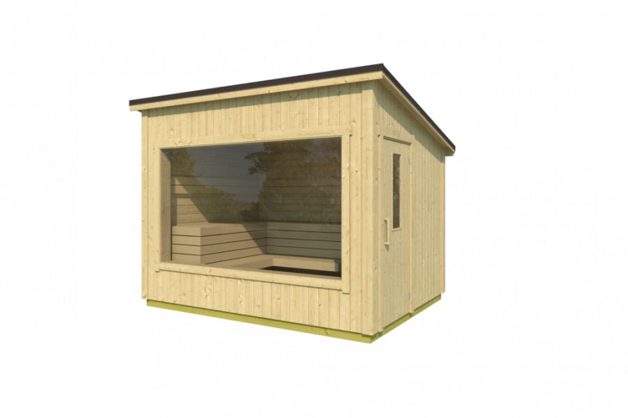 Interflex Carel S Buitensauna 300x225 cm 18 mm vuren blank