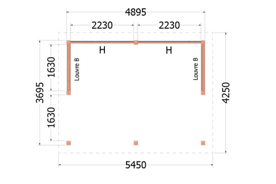 Plattegrond buitenverblijf Florence 545x425 cm