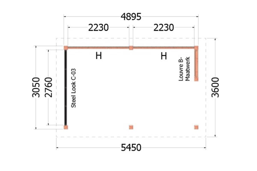 Plattegrond buitenverblijf Florence 545x360 cm