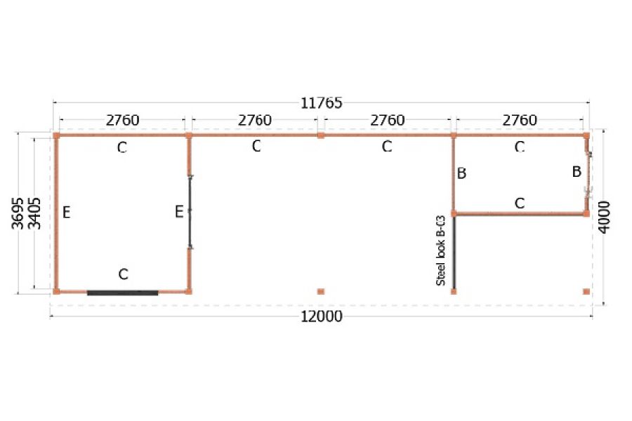 Buitenverblijf Refter XL 1200x400 cm