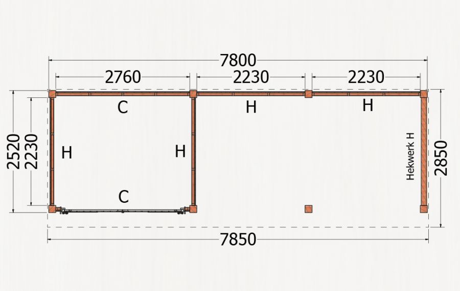 Buitenverblijf Refter XL 785x285 cm - Combinatie 1