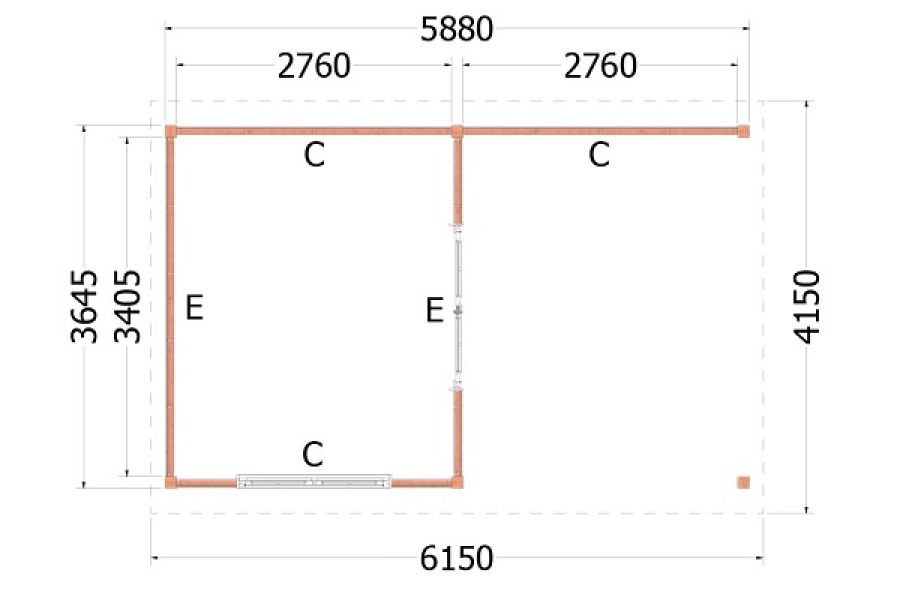 Buienverblijf zadeldak Betula plattegrond