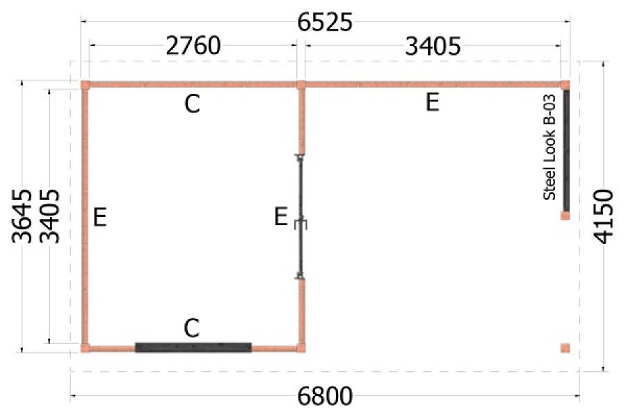 Buitenverblijf zadeldak Betula plattegrond