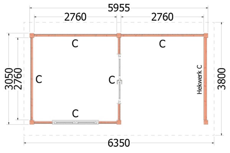 Buitenverblijf Zadeldak XL plattegrond