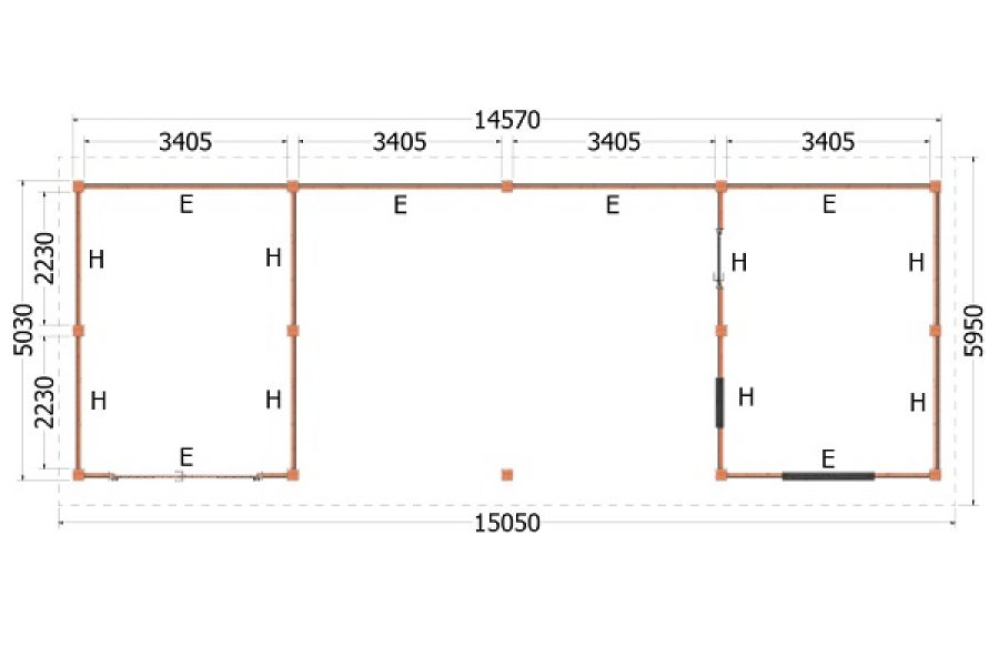 Buitenverblijf Zadeldak XXL plattegrond