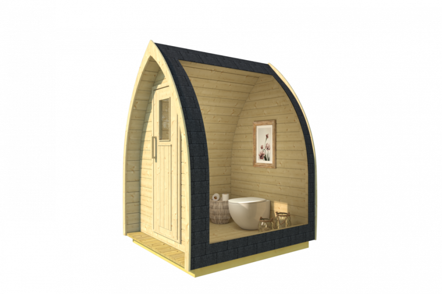 Camping Toilet - 153x140 cm - incl. dakshingles en vloer - thermisch gemodificeerd hout