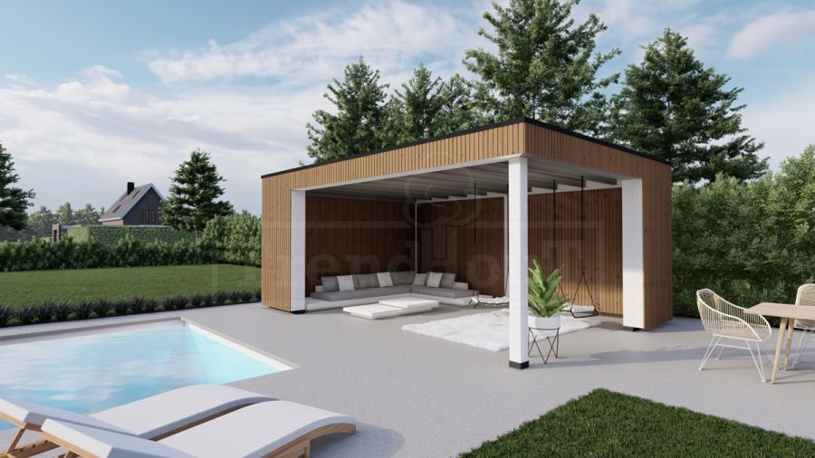 Trendhout Buitenverblijf Capri 720x425 - Plat dak model links