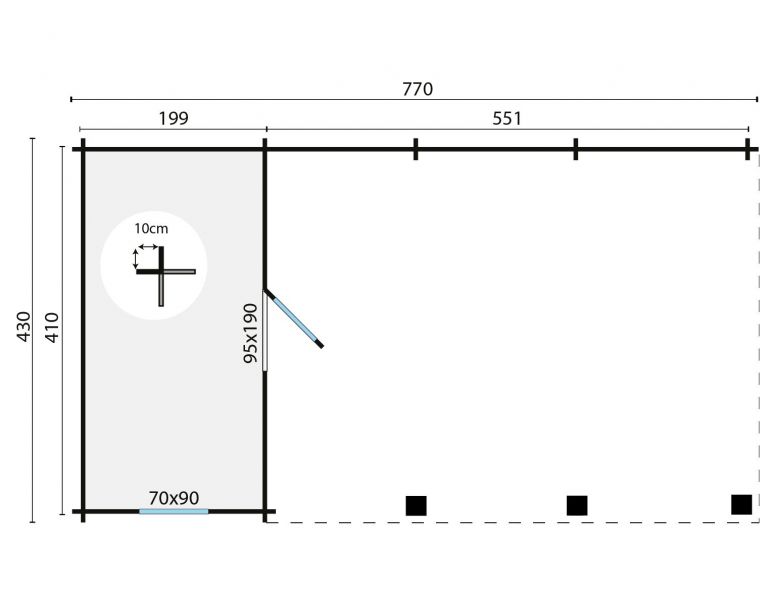 Carport Ever 219+551x430 cm - Grijs geïmpregneerd