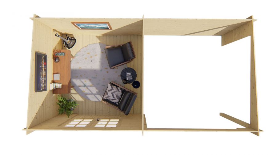 Tuindeco Chappo Blokhut 300x300 cm + luifel 298 cm 28 mm vuren red class wood geïmpregneerd