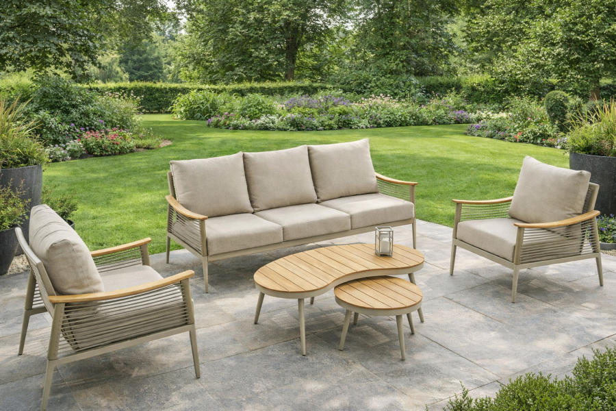 SenS-Line Sevilla loungeset 5-delig aluminium met beige kussens
