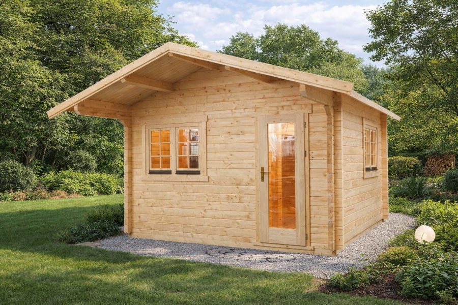 Interflex 3940 Buitensauna 387x387 cm 70 mm vuren blank