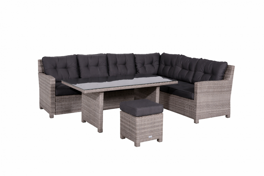 Garden Impressions Blue bird lounge/diningset - 4-delig - rechts - organic grey - reflex black - Showmodel Strijen