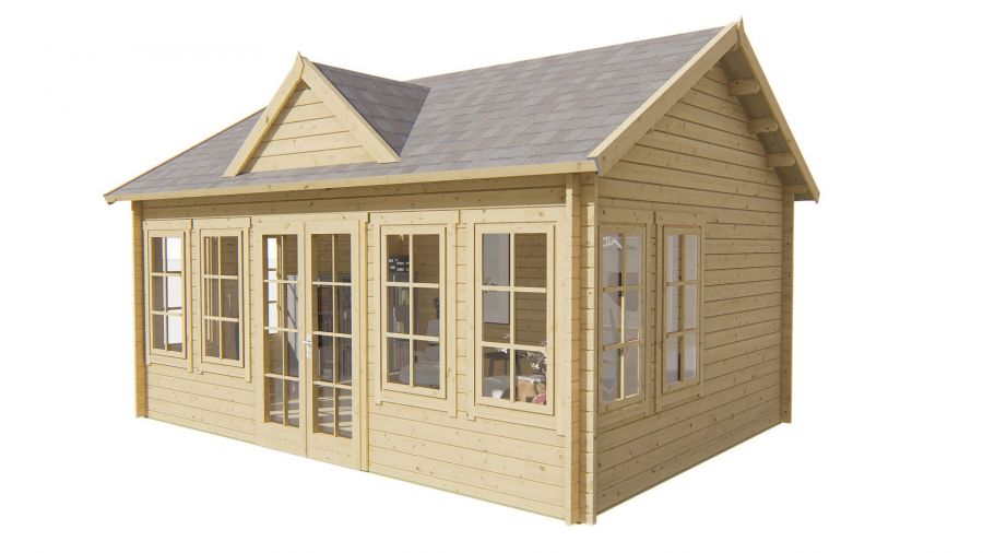 Tuindeco Clockhouse Blokhut 550x400 cm 44 mm vuren red class wood geïmpregneerd
