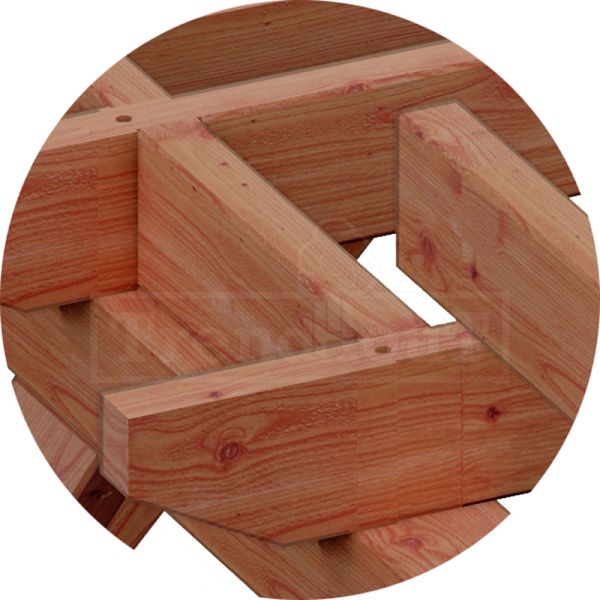 Trendhout Aanbouwveranda Lucca 645x390 cm - Plat dak model rechts