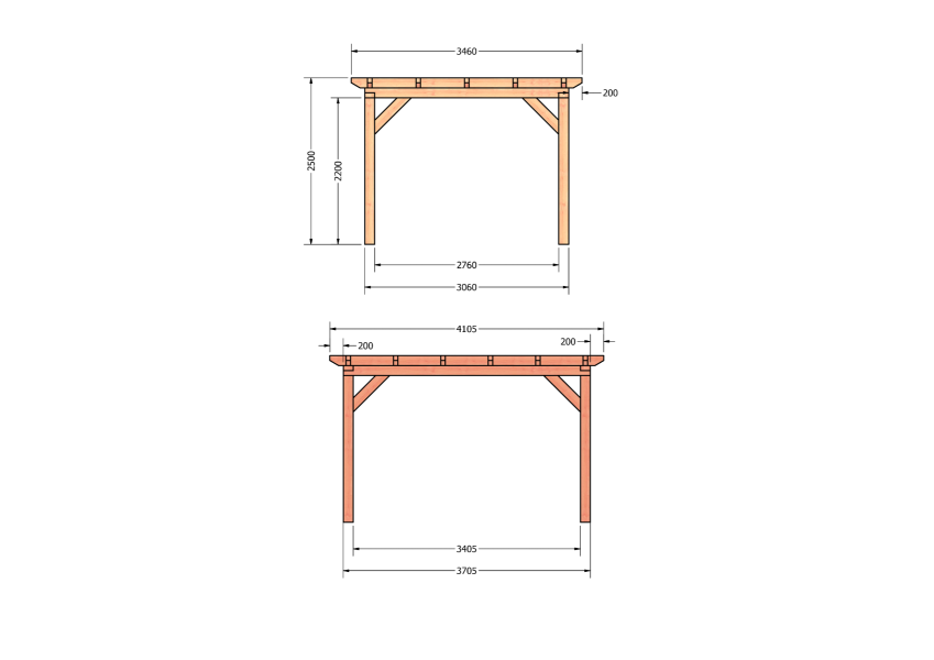 Bouwpakket overkapping 410,5x346 cm fijnbezaagd Douglas