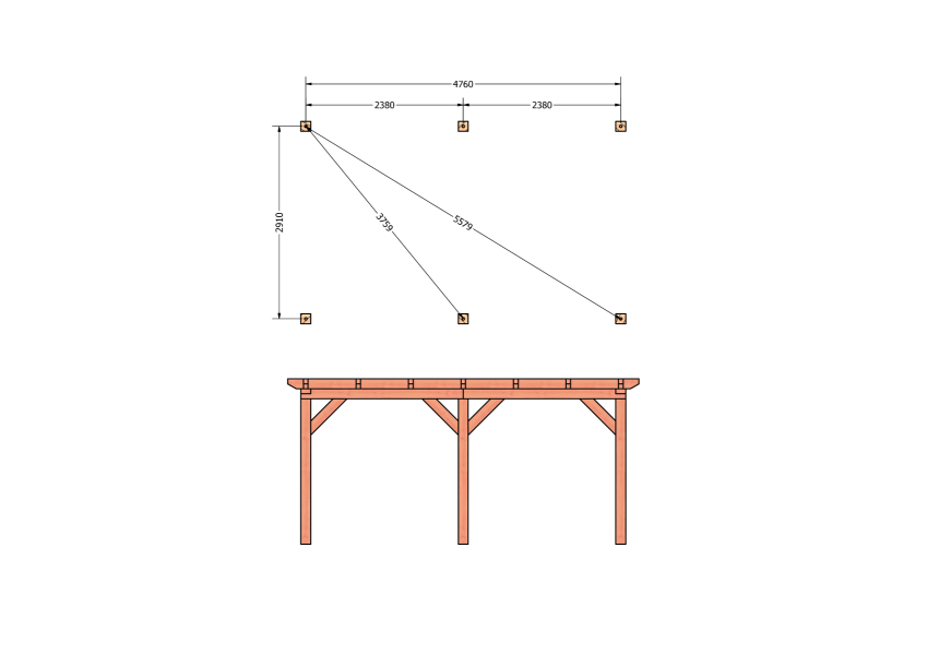 Bouwpakket overkapping 531x346 cm fijnbezaagd Douglas