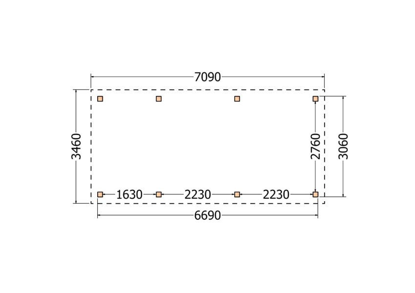 Bouwpakket overkapping 709x346 cm fijnbezaagd Douglas