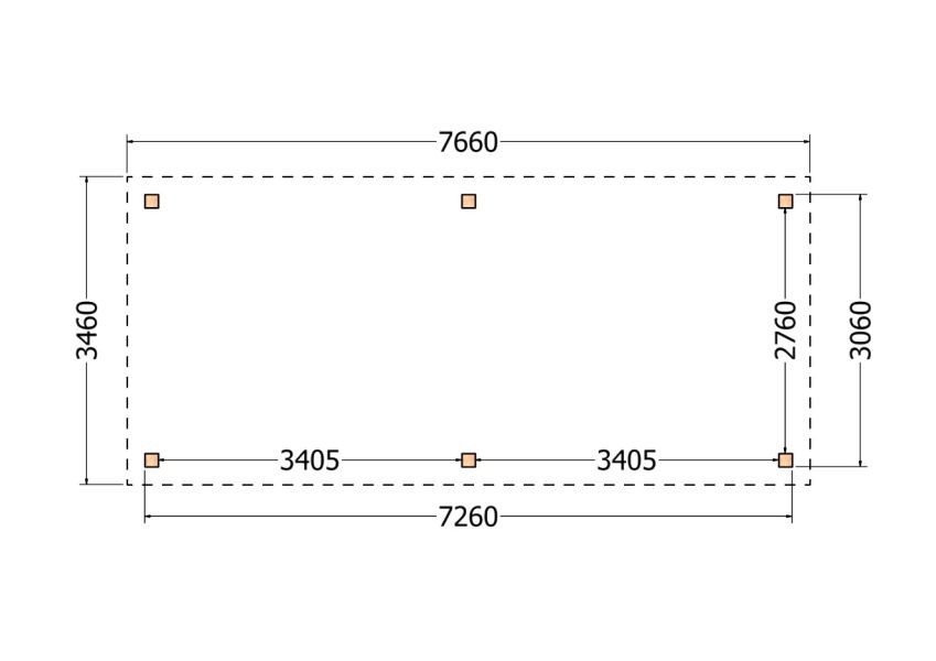 Bouwpakket overkapping 766x346 cm fijnbezaagd Douglas