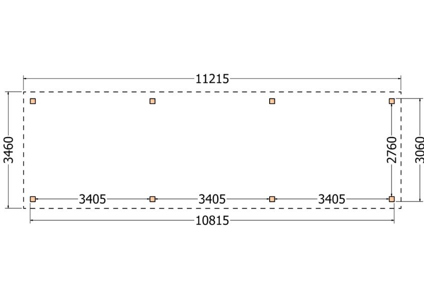 Bouwpakket overkapping 1121,5x346 cm fijnbezaagd Douglas