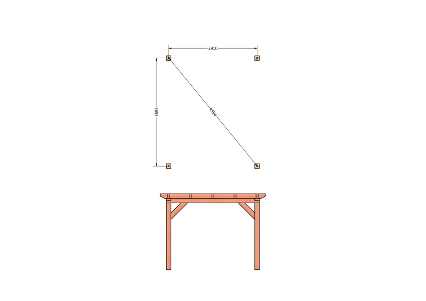 Bouwpakket overkapping 346x410,5 cm fijnbezaagd Douglas