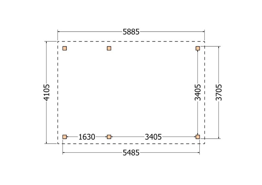 Bouwpakket overkapping 588,5x410,5 cm fijnbezaagd Douglas
