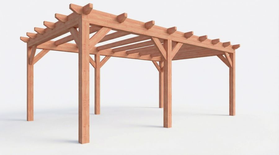 Bouwpakket overkapping 648,5x410,5 cm fijnbezaagd Douglas