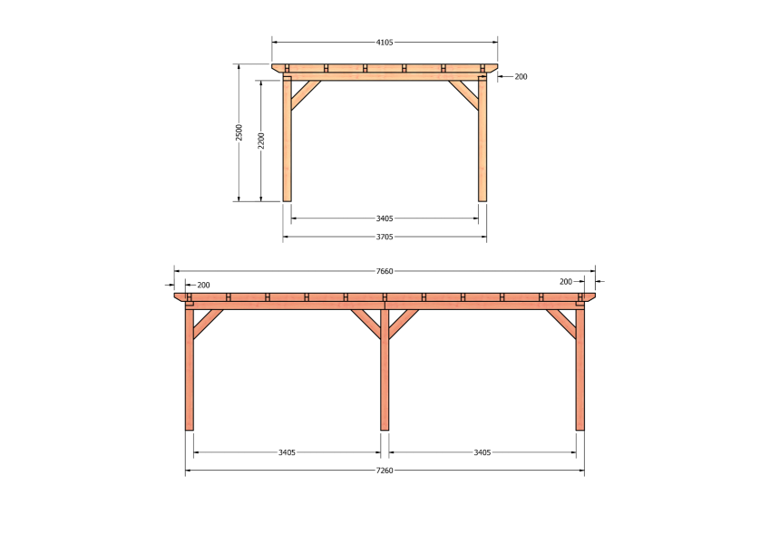Bouwpakket overkapping 766x410,5 cm fijnbezaagd Douglas