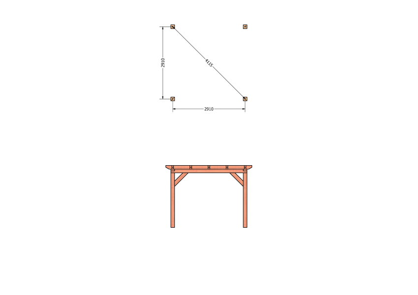 Bouwpakket aanbouwveranda 346x326 cm fijnbezaagd Douglas