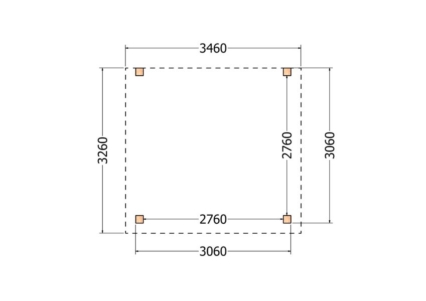 Bouwpakket aanbouwveranda 346x326 cm fijnbezaagd Douglas