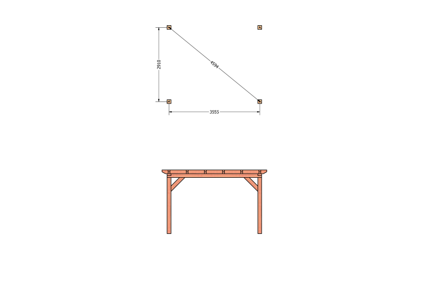Bouwpakket aanbouwveranda 410,5x326 cm fijnbezaagd Douglas