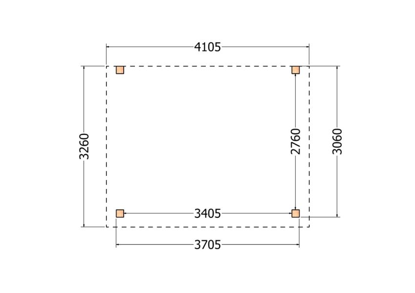 Bouwpakket aanbouwveranda 410,5x326 cm fijnbezaagd Douglas