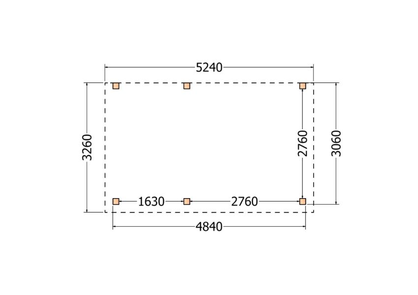 Bouwpakket aanbouwveranda 524x326 cm links fijnbezaagd Douglas