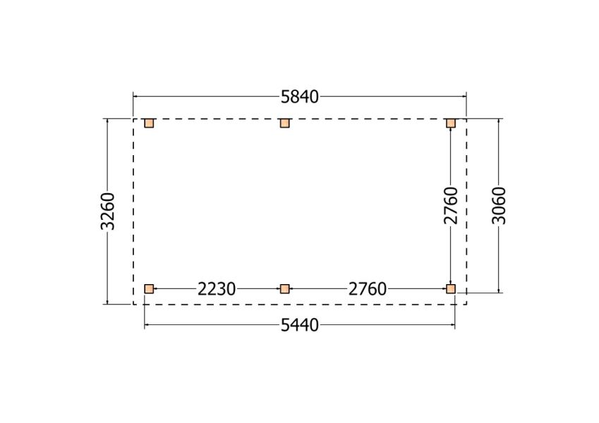 Bouwpakket aanbouwveranda 584x326 cm links fijnbezaagd Douglas