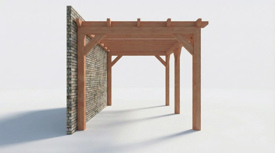 Bouwpakket aanbouwveranda 584x326 cm links fijnbezaagd Douglas