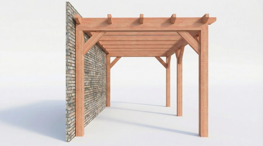 Bouwpakket aanbouwveranda 584x326 cm rechts fijnbezaagd Douglas