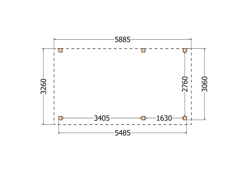 Bouwpakket aanbouwveranda 588,5x326 cm rechts fijnbezaagd Douglas