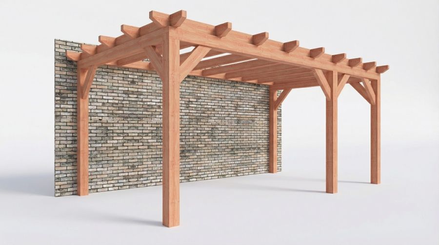 Bouwpakket aanbouwveranda 588,5x326 cm rechts fijnbezaagd Douglas