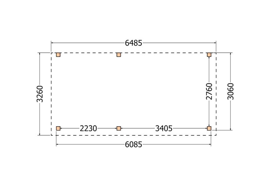 Bouwpakket aanbouwveranda 648,5x326 cm links fijnbezaagd Douglas