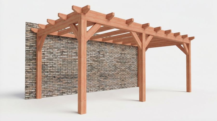 Bouwpakket aanbouwveranda 648,5x326 cm links fijnbezaagd Douglas