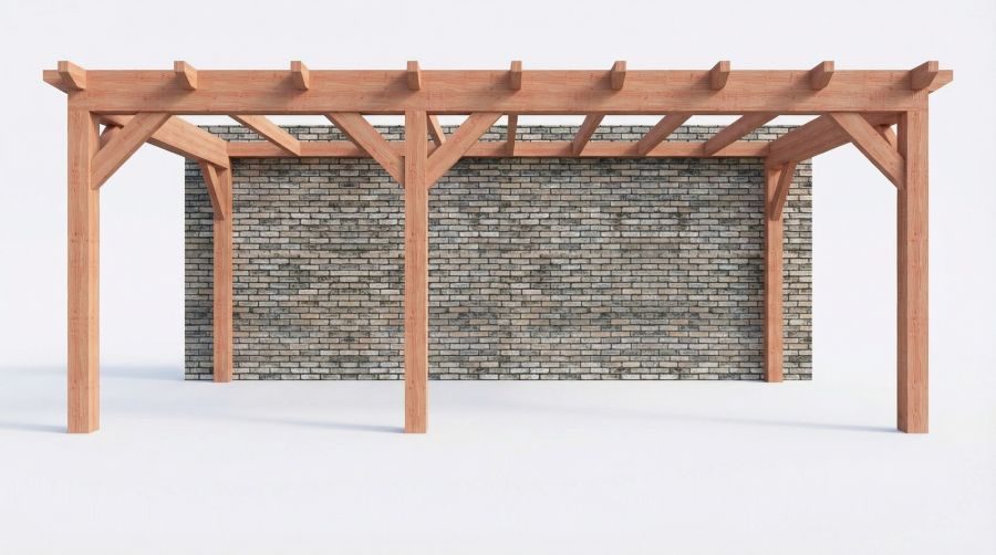 Bouwpakket aanbouwveranda 648,5x326 cm links fijnbezaagd Douglas