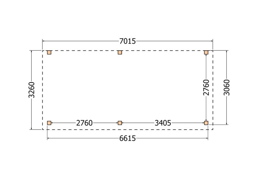 Bouwpakket aanbouwveranda 701,5x326 cm links fijnbezaagd Douglas