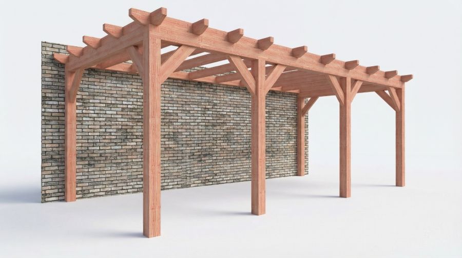 Bouwpakket aanbouwveranda 709x326 cm links fijnbezaagd Douglas