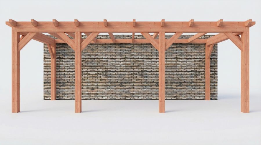 Bouwpakket aanbouwveranda 709x326 cm links fijnbezaagd Douglas