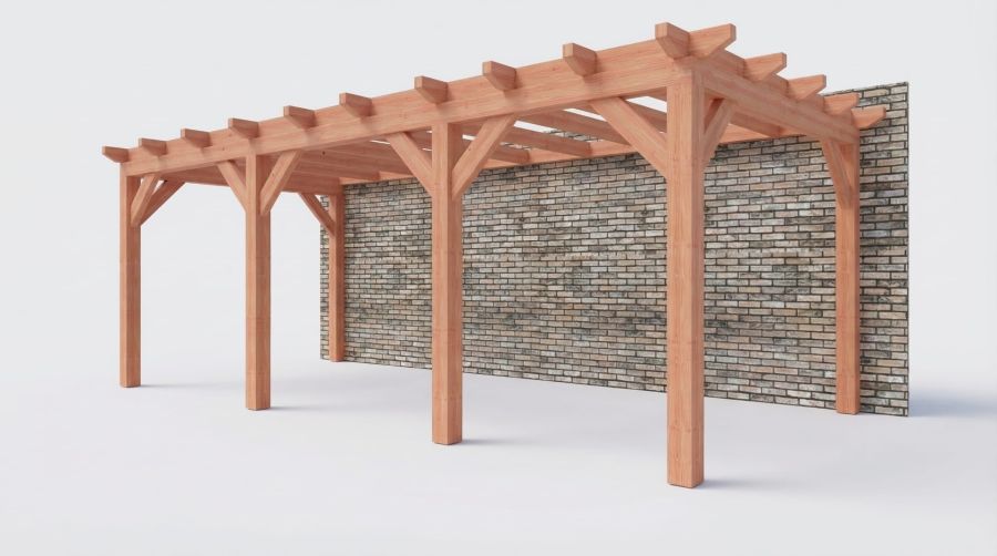 Bouwpakket aanbouwveranda 709x326 cm rechts fijnbezaagd Douglas