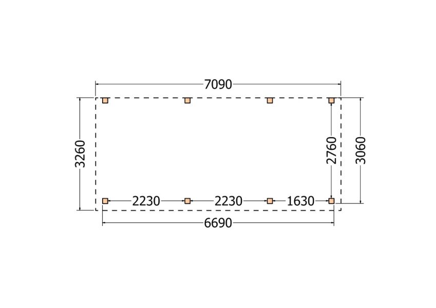 Bouwpakket aanbouwveranda 766x326 cm fijnbezaagd Douglas