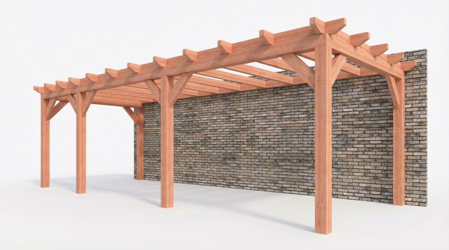 Bouwpakket aanbouwveranda 815x326 cm links fijnbezaagd Douglas